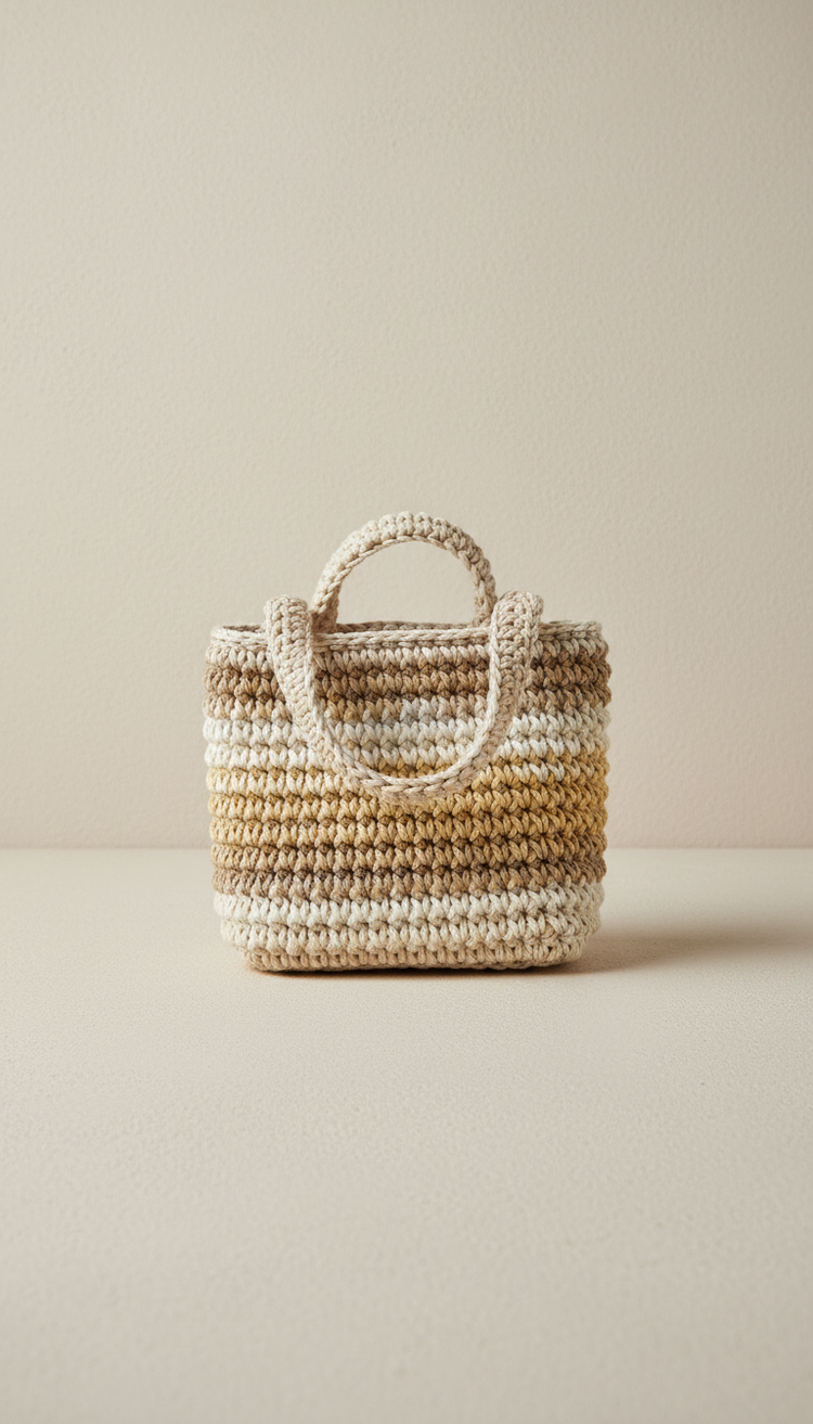 Pequeño bolso de crochet en tonos marfil y arena